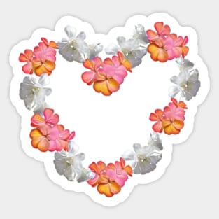 Floral love heart peach and white Sticker